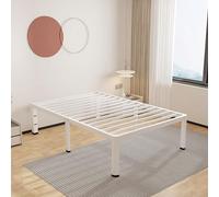 ROIL Cadre de lit blanc de 35,6 cm pour lit simple avec coins arrondis et trou de tête de lit, fixations de matelas de 1 587,6 kg, lattes en acier robuste, pas de sommier tapissier nécessaire