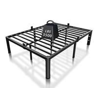 ROIL Cadre de lit double de 30,5 cm avec trou de tête de lit et pieds d'angle ronds, fixations de matelas, lattes en acier robuste de 1 587,6 kg, pas besoin de sommier tapissier, plateforme