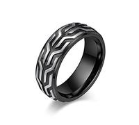 ROILIN Bague Créative À Motif De Pneu en Relief, Bijou pour Homme Personnalisé De Style Vintage,Noir,10