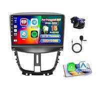 Roinvou 2+64G Autoradio Android pour Peugeot 207 2006-2015 avec CarPlay sans Fil Android Auto, 9 Pouces Écran 2 DIN Radio MirrorLink avec Wi-FI GPS Bluetooth EQ FM/RDS SWC Caméra de Recul