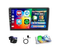Roinvou 2+64G Autoradio Android pour Peugeot 407 2004-2011 avec CarPlay sans Fil Android Auto, 9 Pouces Écran 2 DIN Radio MirrorLink avec Wi-FI GPS Bluetooth EQ FM/RDS SWC Caméra de Recul