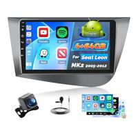 Roinvou 4+64G Android 15 Autoradio pour Seat Leon MK2 2005-2012 sans Fil CarPlay Android Auto MirrorLink, 9 Pouces Écran Tactile Radio avec Bluetooth WiFi GPS 32EQ FM/RDS SWC Camera de Recul