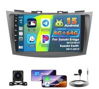 Roinvou 4+64G Android 15 Autoradio pour Suzuki Ertiga 2012-2017 Suzuki Swift 2011-2017 sans Fil CarPlay Android Auto, 9'' Écran Tactile Radio Bluetooth WiFi GPS 32EQ FM/RDS SWC AHD Camera de Recul
