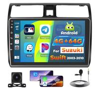 Roinvou 4+64G Android 15 Autoradio pour Suzuki Swift 2003-2010 sans Fil CarPlay Android Auto MirrorLink, 10.1 Pouces Écran Tactile Radio avec Bluetooth WiFi GPS 32EQ FM/RDS SWC AHD Camera de Recul