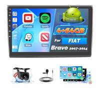 Roinvou 4+64G Android Autoradio pour Fiat Bravo 2007-2014 sans Fil CarPlay Android Auto MirrorLink, 9 Pouces Écran Tactile Radio avec Bluetooth WiFi GPS 32EQ FM/RDS SWC Camera de Recul