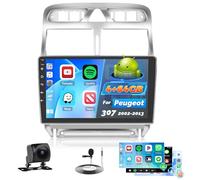 Roinvou 4+64G Android Autoradio pour Peugeot 307 2002-2013 sans Fil CarPlay Android Auto MirrorLink, 9 Pouces Écran Tactile Radio avec Bluetooth WiFi GPS 32EQ FM/RDS SWC Camera de Recul
