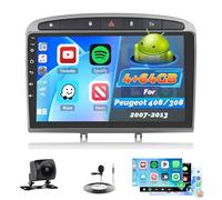 Roinvou 4+64G Android Autoradio pour Peugeot 308/408 2007-2013 sans Fil CarPlay Android Auto MirrorLink, 9 Pouces Écran Tactile Radio avec Bluetooth WiFi GPS 32EQ FM/RDS SWC Camera de Recul