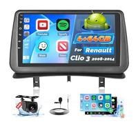 Roinvou 4+64G Android Autoradio pour Renault Clio 3 2008-2014 sans Fil CarPlay Android Auto MirrorLink, 9 Pouces Écran Tactile Radio avec Bluetooth WiFi GPS 32EQ FM/RDS SWC Camera de Recul