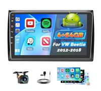 Roinvou 4+64G Android Autoradio pour VW Beetle 2012-2018 sans Fil CarPlay Android Auto MirrorLink, 9 Pouces Écran Tactile Radio avec Bluetooth WiFi GPS 32EQ FM/RDS SWC Camera de Recul