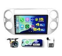 Roinvou 4+64G Android Autoradio pour VW Tiguan 2006-2016 sans Fil CarPlay Android Auto MirrorLink, 9 Pouces Écran Tactile Radio avec Bluetooth WiFi GPS 32EQ FM/RDS SWC Camera de Recul