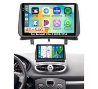Roinvou 4G+64G Android 15 Autoradio pour Renault Clio 3 2008-2014 sans Fil Carplay Android Auto, 9'' Incell Écran Tactile Radio avec Mirror Link GPS Bluetooth FM RDS WiFi EQ SWC Caméra de Recul