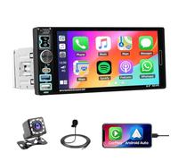 Roinvou Écran Autoradio CarPlay 1 DIN avec Android Auto, Écran Tactile de 6.9 Pouces avec Bluetooth, Lien Miroir, FM, EQ, UI, USB, Type-C, MIC, SWC, Caméra de Recul