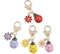 Roioiow Lot de 4 porte-clés coccinelle à sept pois - Breloque de sac amusante et élégante, bijoux pour femme, cadeau pour anniversaire, remise de diplôme