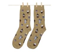 Roits Chaussettes Fantaisie Motif Café pour Homme et Femme - Chaussettes Rigolotes en Coton Marron avec Tasses et Grains - Idée Cadeau Originale pour les Amateurs de Café (41-46)