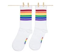 Roits Chaussettes Pride Sport Blanc Homme - Chaussettes Originales Multicolore Fierté LGBT Drapeau Gay (41-46)
