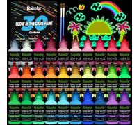 Roizefar Glow in the Dark Pittura Acrilica 30 colori, 3D Luminoso Pigmento tessile impermeabile per Arte, Dipinti, Progetti di bricolage e Decorazioni per Festival - 20ml/0.68oz