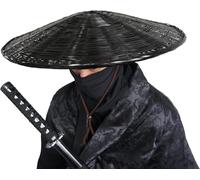 ROJDFCNBW Chapeau Chinois Traditionnel en Bambou, Cosplay d'Épéiste de Samouraï, 21" de Diamètre x 4" de Profondeur (Svart)