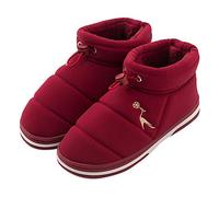 Rojeam Bottes d'intérieur douillettes Chaudes et douillettes en Duvet antidérapantes Pantoufles en Mousse viscoélastiques(Rouge,35/36 EU)