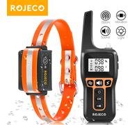 ROJECO 1000m Electric Dog Training Collar Light Waterproof Rechargeable Pet Anti Bark Control Collar For Dogs Electric Shocker Black 2 Collars