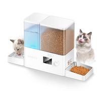 Rojeco Distributeur Automatique 2-en-1 Nourriture et Eau，8.5L Grande Capacité，Minuterie Programmable，Bols en Acier Inoxydable，Commande par Bouton，pour Chat Chien Petit Moyen Animal