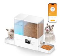 ROJECO Distributeur Croquettes Chat Automatique 2-en-1 avec APP Wi-FI, 36 Tasses/8.5L : Grande capacité 5L Nourriture + 3.5L Eau par gravité, mangeoire + Abreuvoir pour Chats