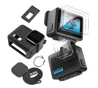Rojeinn Sac d'accessoires pour GoPro Hero 2024, Housse en Silicone + Protecteur d'écran + Cache Latéral, Anti-poussière, Anti-Chute, HD - Noir