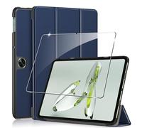 Rojeuinn Coque Compatible avec Oneplus Pad Go/Oppo Pad Neo 2024 11.4 inches+1 Pièces Protection Écran Verre Trempé,Couverture Intelligente Housse Etui Cuir Coque avec Support -Bleu