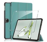 Rojeuinn Coque Compatible avec Oneplus Pad Go/Oppo Pad Neo 2024 11.4 inches Tablette+1 Pièces Protection Écran Verre Trempé,Couverture Intelligente Housse Etui Cuir Coque avec Support -Vert