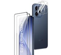 Rojeuinn Lot de 2 films de protection d'écran en verre blindé pour Oppo Reno 15 F/FS 5G - Avec localisateur + film de protection pour appareil photo - Dureté 9H - Anti-rayures