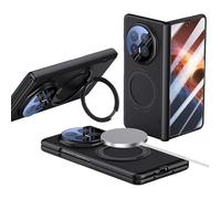 Rojeuinn pour Coque de Protection Honor Magic V6 5G,Coque PC de Haute Qualité avec Support Rotatif à 360°et Ventouse Magnétique,Anti-Chute,Antichoc,Résistant aux Empreintes Digitales-Noir