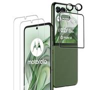 Rojeuinn pour Motorola Razr 50 Ultra/60 Ultra Verre Trempé,2 Pièces Protection Film Flexible+1 Pièces d'écran secondaire en Verre trempé+2 Pièces Caméra Arrière Verre Trempé Protecteur,sans Bulles