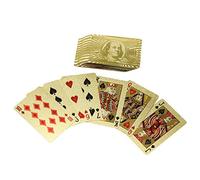 Rok Lot de 52 cartes à jouer en plastique souple et résistant à l'eau pour jeu de table Or 24 carats 100 dollars