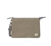 ROKA Carnaby Sac à bandoulière XL fin pour homme et femme - 3 compartiments, fermeture éclair épaisse, sangle amovible et réglable pour téléphone, portefeuille, clés, taupe, s