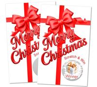 RokAPary Coffret cadeau Merry Christmas Game à gratter, arc rouge, gratter et gagner, jeux rigolos faciles à jouer, idée amusante, activité brise-glace, lot de 40 cartes fabriquées aux États-Unis