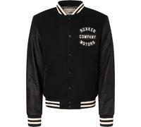 Rokker College Veste en cuir/textile de moto, Noir/Blanc, Taille 3XL