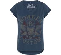 Rokker Custom T-shirt pour dames, bleu, taille S pour femmes