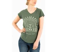 Rokker Indian Bonnet T-shirt dames, vert, taille XL pour femmes