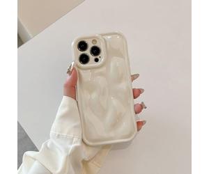 Rokmym Compatible avec iPhone 14 Pro Coque, Mignon Vague Bulles et Bordure ondulée élégante Femmes Filles Esthétique Souple TPU étui Ultra Léger et Mince Antichoc Coque,Blanc