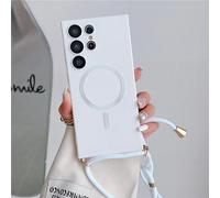 Rokmym Coque de protection magnétique pour téléphone portable Samsung Galaxy S20 Ultra, avec bande - Anti-rayures et anti-chocs - En TPU - Blanc