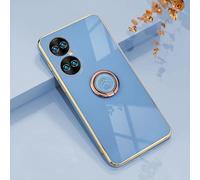 Rokmym Coque Huawei P50 Pro Coque en Silicone Souple avec Support d'Anneau à 360 degrés pour Huawei P50 Pro Coque Cadre en Métal pour Voiture Magnétique