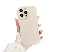 Rokmym Coque iPhone 12 Pro Max Silicone TPU Souple Ultra Fin Bord Ondulé Couleur Unie Beige