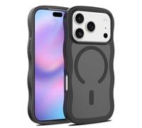 Rokmym Coque Magnétique pour iPhone 17 Air,Translucide Mat Cadre Ondulé Bouclé Silicone Etui Slim Fit Anti-Rayures Housse de Protection Antichoc Bumper Cover pour iPhone 17 Air,Noir