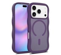 Rokmym Coque Magnétique pour iPhone 17 Pro,Translucide Mat Cadre Ondulé Bouclé Silicone Etui Slim Fit Anti-Rayures Housse de Protection Antichoc Bumper Cover pour iPhone 17 Pro,Violet foncé