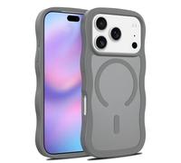 Rokmym Coque Magnétique pour iPhone 17,Translucide Mat Cadre Ondulé Bouclé Silicone Etui Slim Fit Anti-Rayures Housse de Protection Antichoc Bumper Cover pour iPhone 17,Gris