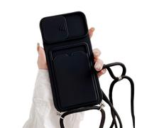 Rokmym Coque pour iPhone 11 Pro avec Cordon de Collier,Coque Protection Caméra Slide Case pour iPhone 11 Pro Silicone TPU Bumper Coque avec Slot Card Holder Housse pour iPhone 11 Pro, le noir