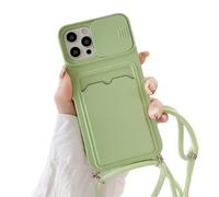 Rokmym Coque pour iPhone 13 Pro Max avec Cordon de Collier,Coque Protection Caméra Slide Case pour iPhone 13 Pro Max Silicone TPU Bumper Coque avec Slot Card Holder Housse pour iPhone 13 Pro Max