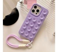 Rokmym Coque pour iPhone 15 Plus avec Cordon de Bracelet,Étui Silicone avec Support à Ventouse Housse Ultra Fine Étui Antichoc Anti-Rayures Case Design Mignon et Amusant Bumper Cover,Violet