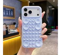 Rokmym Coque pour iPhone 15 Pro en Silicone avec Support à Ventouse Housse Ultra Fine Silicone Souple Étui Antichoc Anti-Rayures Étui Design Mignon et Amusant Bumper Case Cover,Bleu Gris