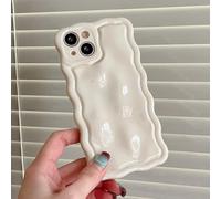 Rokmym Coque pour iPhone 15 Vague Cadre Forme Ondulée Bou tui de Protection Souple TPU Bumper Antichoc Cover pour Filles Femmes,Blanc crème