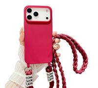 Rokmym Coque pour iPhone 17 Air avec Cordon,Étui Silicone Liquide Housse avec Tour de Cou Lanière en Corde Coque avec Bandoulière Réglable Lanyard Protection Anti-Choc Cover,Rouge vin